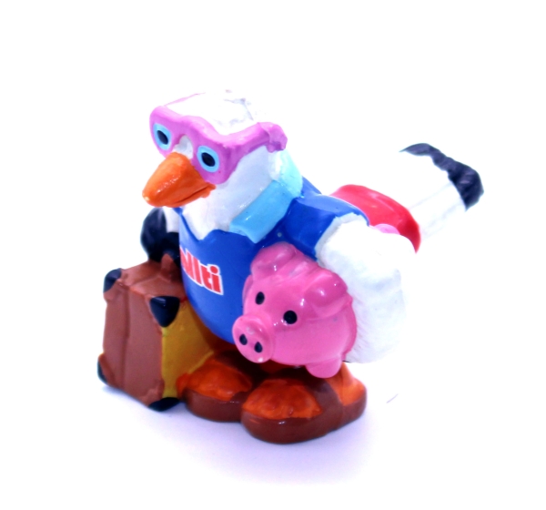 Alltours Werbe-Figur "Allti Reisevogel mit Koffer und Sparschwein" von Schleich